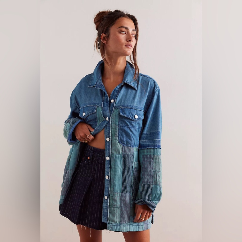 Free People We The Free Heritage Quilted Shirt Jacket NWT Size M